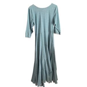 NILA RUBIA | Green Block Print Ruby Sun Cotton Midi Lagenlook Dress | L/XL